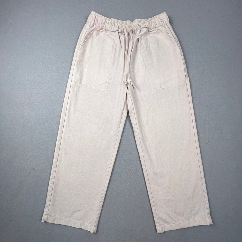 Wide Leg Pants Linen Blend Medium Beige Casual Beach Boho Summer Minimalist